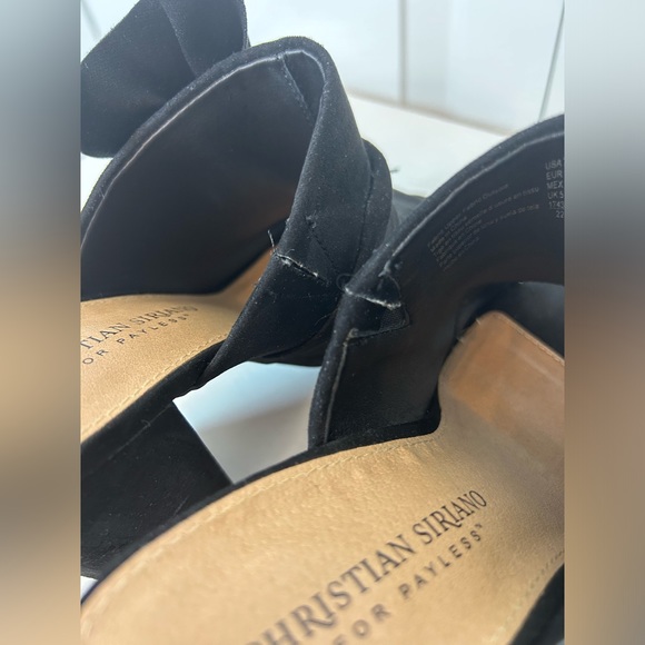 CHRISTIAN SIRIANO Black Faux Suede High Heel Mules Shoes - Picture 11 of 11